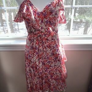 Melissa Odabash Red and Pink Asymmetrical Sundress